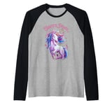 Cute Girl's Magical Unicorn Power Raglan Baseball Tee