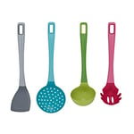 Empava kitchen Utensils Set of 4 Pcs - Non Stick Spatula|Spaghetti Spoon|Soup Ladle|Slotted Spoon, Silicone Utensil Set, Pasta Spoon, Ladel Spoon, Skimmer Spoon, Spatulas for Cooking Non Stick, Turner