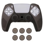 eXtremeRate PlayVital Clear Black 3D Studded Edition Anti-Slip Silicone Case Cover for ps5 Controller, Rubber Skin for ps5 Wireless Controller with 6 Clear Black Thumb Grip Caps