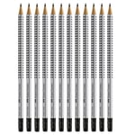 Faber-Castell Blacklead Pencil GRIP 2001 HB With Eraser Tip Pack Of 12, Black, G