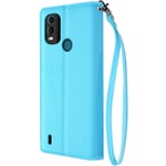 Case for Nokia C21 Plus Video Stand Wallet Faux-leather Blue