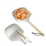 1 pcs Pelle à Pizza,Pelle a Pizza en Aluminium Carrée 63.5x33.5cm, Pelle Pizza Long Manche en Bois,Pelle à Pizza Planche à Pizza Aluminium