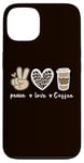 iPhone 13 Cute Leopard Peace Sign Love Coffee Heart For Cafe Lovers Case