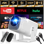 [App intégrée] 2024 Upgraded Vidéoprojecteur 1920*1080P FHD 4K Mini Projecteur Portable Dual Contrôle avec Souris Android TV WiFi 6 BT5.2 180° Rotation HDMI/TV Stick/USB/PS5,avec HDMI et Souris