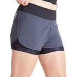 Dare 2b Short Technique Outrun Extensible, Léger et Respirant avec sous Short Intégré, Traitement déperlant et Poche arrière Shorts Femme Ebony Grey/Black FR: 3XL (Taille Fabricant: 20)