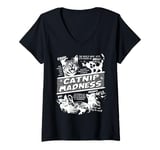 Womens Catnip Madness Cute Kitten Funny Cat Pet Humor V-Neck T-Shirt