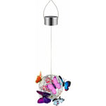 Hanging Lampe Solaire Papillon Lampes Solaires de Jardin avec Papillons Colorés Lanterne Solaire en Métal led IP65 Étanche Lampes de Jardin