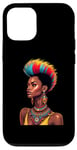 Coque pour iPhone 12/12 Pro Rainbow Dashiki Cheveux naturels pour femme tribale africaine