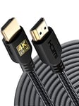 PowerBear 4K HDMI Cable 7.6 M | High Speed, Braided Nylon & Gold Connectors, 4K @ 60Hz, Ultra HD, 2K, 1080P, ARC & CL3 Rated | for Laptop, Monitor, PS5, PS4, Xbox One, Fire TV, Apple TV PC