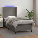 Sommier � lattes de lit matelas LED Gris 90x190 cm Similicuir