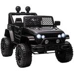 HOMCOM Voiture Electrique Enfant 4x4 12V véchicule pour Enfants avec Phare et Klaxon à Distance - 3-6 Ans - Noir