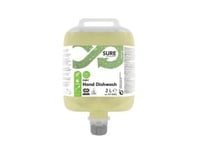 Håndopvask Sure Hand Dishwash Dvm 2Ltr Uden Parfume Og Farve Klar Plantebaseret,3 Stk X 2 Ltr/Krt