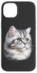 Coque pour iPhone 14 Plus Portrait de chat tigré argenté x chat mignon