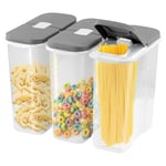 Kitchen Dry Food Containers Storage Cereal Dispenser, BPA Free Plastic, Set of 3