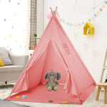 Unho - Tipi Enfant avec Tapis Rose Exterieur Interieur Tente Anti uv Bébé Cabane Chambre Fille Garcon - 120x120x130 cm