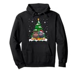 Monkey Christmas Tree Lights Santa Reindeer Xmas PJs Pullover Hoodie