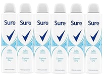 Sure Women Cotton Dry Anti-perspirant Deodorant Aerosol MotionSense technology anti-perspirant deodorant spray 48h protection against sweat and odour 6x 150 ml