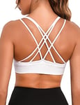 Jezonga Brassiere Sport Femme Soutien Gorge Sport Coussinets Amovibles Soutiens-Gorge de Sport Brassiere de Sport sans Couture sous-Vêtements de Sport sans Armature Beau Dos Push Up Yoga Gym Blanc L