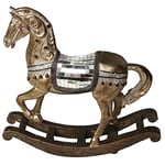 DONREGALOWEB Figurine d'un Cheval à Bascule en Résine et avec Ornements en Verre Miroir Décoré