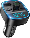 FM-sändare Bluetooth 5.3, Avancerad Bluetooth Kit Bil, Dubbel USB-portar med QC3.0, Trådlös handsfree-samtal för skärm