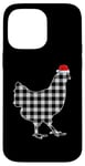 Coque pour iPhone 14 Pro Max Chemise de Noël poulet noir et blanc Buffalo Plaid Pyjama