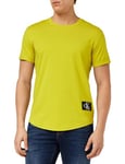 Calvin Klein Jeans Men's Badge Turn UP Sleeve J30J323482 S/S Knit Tops, Tonic Yellow, M