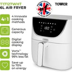 Tower T17127WHT Vortx Air Fryer with Digital Control Panel, 1700W, 6L, White