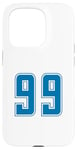 Coque pour iPhone 15 Pro Bleu Numéro 99 Équipe Junior Sports Uniforme Numéroté