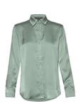 Lauren Ralph Lauren Classic Fit Satin Charmeuse Shirt Grön