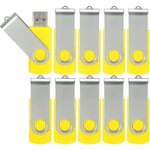 10-pack USB minnen USB 2.0 tumenhet Bulk-pack Snurrbar Memory Stick Vik lagring Jump Drive Zip Drive 10 Pack Yellow 4GB