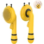 Aurianne - Brosse Chiens Chats- Autonettoyante pour Poils Adapté pour les Chiens Chats Cheveux Courts et Longs (Jaune)