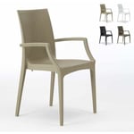 Chaise de jardin fauteuil accoudoirs bar café restaurants en Poly-rotin bistrot arm Grand Soleil Couleur: Beige