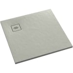 Otitec - Receveur de douche en acrylique gris ciment structure en pierre carré + siphon extraplat viega tytanit 100 x 100 - gris