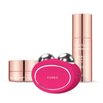 FOREO Total Facelift Bundle - Bear 2 Fuchsia Advanced Microcurrent Facial Device + Supercharged SERUM 2.0 30 ml + Supercharged HA+PGA Triple Action Intense Moisturizer 15 ml-Anti Aging-Skincare Tools