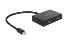 Delock Displayport 1.2 Splitter 1 x mini Displayport in > 2 x Displayport out 4K - video-/audiosplitter - 2 porte