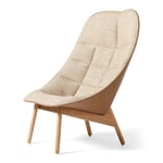 HAY - Uchiwa Quilted Lounge Chair Bolgheri LG60/ Sense Leather 258/ Matt Lacquered Oak - Fåtöljer - Doshi Levien - Beige - Läder/Trä/Textilmaterial/Skum