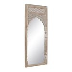 BigBuy Home Miroir Dressing Blanc Naturel Verre Bois de manguier MDF Vertical 76 x 7 x 176,5 cm