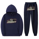 Träningsoverall Herrar Shooters Hoodie Sweatpants Set Huvtröja Vinter Fleece Outfit Navy S