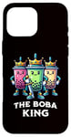 Coque pour iPhone 16 Pro Max Boba King Illustration drôle Boba Tea Drinker