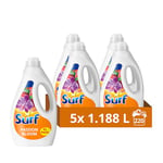 Surf Passion Bloom Laundry Washing Liquid 220 washes with a joy-infused fragrance with natural essential oils lasting up to 12 hours in wear Detergent for brilliantly clean results (5x 1.188 L)