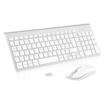 Ensemble Clavier et Souris sans Fil, cimetech Claiver AZERTY Français, Pack Clavier et Souris, Set Silencieux avec Récepteur Nano USB 2.4GHz, Compatible avec Windows/MacOS, Windows PC Laptop - Argent