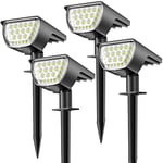 Lampe Puissante [37LED/ 4Pack] Spot Solaire Exterieur IP65 Imperméable, Lumière, Eclairage Pour Les Décorations de Jardin(Blanc Froid)