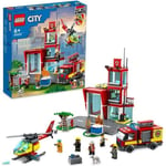 LEGO 60320 City Fire La Caserne Des Pompiers, Jouet de Garage, avec Jouet Camion
