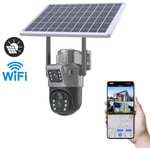 Camera de surveillance solaire exterieure sans fil PTZ IP WIFI double objectif 4K 6MP suivi humain PIR vision nocturne Dispositif de securite sans