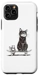 Coque pour iPhone 11 Pro Skateboard Chat et Grenouille Animaux Bizarres Skateboarding