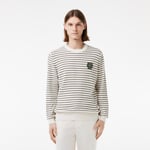 Pull coton badge Lacoste rayé Taille XXL Blanc/beige/noir/vert