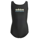 adidas Fille Sportswear U-Back Swimsuit Kids, Black/Green Spark, 9-10 Years