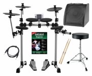 Kit Batterie Electronique E-Drum 7 Pads USB MIDI Set Tabouret Baguette 30W Ampli