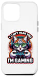 Coque pour iPhone 15 Pro Max Chat gamer rétro avec casque : Can't Hear You, I'm Gaming!