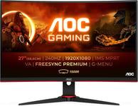 Écran gaming C27G2ZE 68 cm (27 pouces) (FHD, HDMI, DisplayPort, hub USB, FreeSync, temps de réponse 0,5 ms (MPRT), 240 Hz, 1920 x 1080) noir/rouge